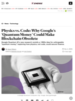 Physics vs. Code: Why Google’s ‘Quantum Money’ Could Make Blockchain Obsolete - Decrypt