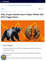 Why Crypto Market down Today? Whale Sell-Offs Trigger Panic