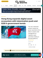 Hong Kong expands digital asset ecosystem with tokenization push and $2B in government bonds