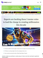 Experts are backing these 5 meme coins to lead the charge in creating millionaires this decade