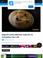 Dogecoin Active Addresses Jump 35% As Transactions Top 1.2M