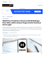 HBAR Price Prediction: Pinned at $0.08 Bollinger Floor With a 225% Analyst Target and No Technical Green Light - Blockchain.News