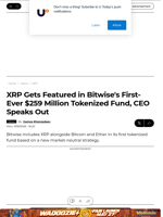 XRP Gets Featured in Bitwise's First-Ever $259 Million Tokenized Fund, CEO Speaks Out - U.Today