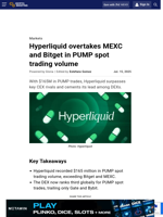 Hyperliquid overtakes MEXC and Bitget in PUMP spot trading volume