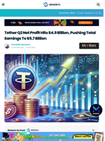 Tether Q2 Net Profit Hits $4.9 Billion, Pushing Total Earnings To $5.7 Billion