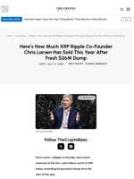 Here’s How Much XRP Ripple Co-Founder Chris Larsen Has Sold This Year After Fresh $26M Dump