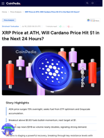 XRP Price at ATH, Will Cardano Price Hit $1 in the Next 24 Hours?