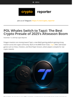 POL Whales Switch to Tapzi: The Best Crypto Presale of 2025’s Altseason Boom