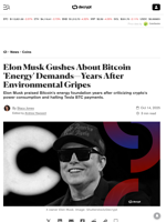 Elon Musk Gushes About Bitcoin 'Energy' Demands—Years After Environmental Gripes - Decrypt