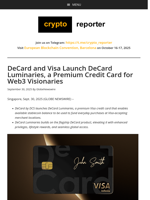 DeCard and Visa Launch DeCard Luminaries, a Premium Credit Card for Web3 Visionaries