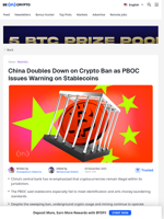 China Maintains Sweeping Crypto Ban, Flags Stablecoins