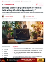 Crypto Market Dips Below $3 Trillion