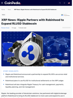 Ripple Partners with Robinhood to Expand RLUSD Stablecoin