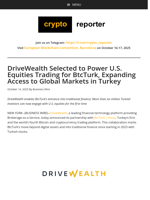 DriveWealth Selected to Power U.S. Equities Trading for BtcTurk, Expanding Access to Global Markets in Turkey