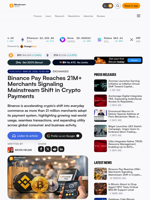 Binance Pay Reaches 21M+ Merchants Signaling Mainstream Shift in Crypto Payments – Exchanges Bitcoin News