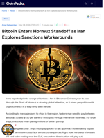 Bitcoin Enters Hormuz Standoff as Iran Explores Sanctions Workarounds