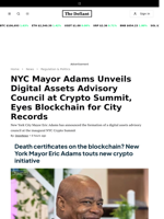 NYC Mayor Adams Unveils Digital Assets Advisory Council at Crypto Summit, Eyes Blockchain for City Records - 