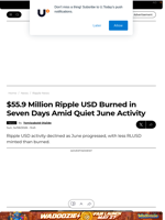 $55.9 Million Ripple USD Burned in Seven Days Amid Quiet June Activity - U.Today