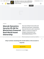 Mavryk Dynamics Nets $5.2M for Blockchain-Powered RWA Ownership