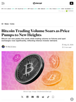Bitcoin Trading Volume Soars as Price Pumps to New Heights - Decrypt