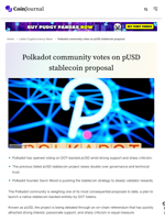 Polkadot community votes on pUSD stablecoin proposal - CoinJournal