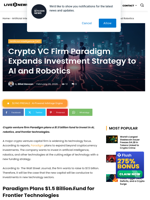 Crypto VC Firm Paradigm Expands Investment Strategy to AI and Robotics | Live Bitcoin News