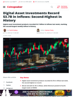 $3.7B Pours Into Crypto Funds, Nearing All-Time High