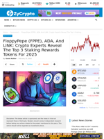 FloppyPepe (FPPE), ADA, And LINK: Crypto Experts Reveal The Top 3 Staking Rewards Tokens For 2025