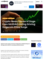 Crypto News: House of Doge Eyes NASDAQ Listing Driving Dogecoin Price Surge | Live Bitcoin News