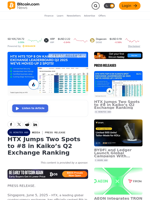 HTX Jumps Two Spots to #8 in Kaiko’s Q2 Exchange Ranking – Press release Bitcoin News