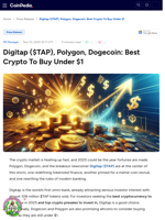 Digitap ($TAP), Polygon, Dogecoin: Best Crypto To Buy Under $1
