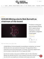 OCEAN Mining elects Bob Burnett as chairman of the board
