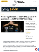 Viktor Gyökeres has scored 15 goals in 16 games ahead of the 2026 World Cup