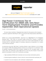 Digi Power X Achieves Tier III Certification for ARMS 200, Sets Near-Term Deployment Timeline and Provides September 2025 Operational Update