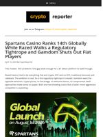 Spartans Casino Ranks 14th Globally While Razed Walks a Regulatory Tightrope and Gamdom Shuts Out Fiat Players