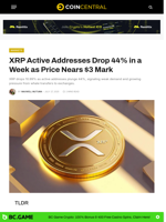 XRP Active Addresses Drop 44% in a Week as Price Nears $3 Mark - CoinCentral