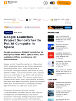 Google Launches Project Suncatcher to Put AI Compute in Space – News Bytes Bitcoin News