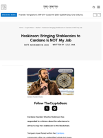 Hoskinson: Bringing Stablecoins to Cardano Is NOT My Job