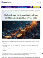 Markets brace for September’s endgame as Bitcoin leads post-Fed crypto Rally - CoinJournal