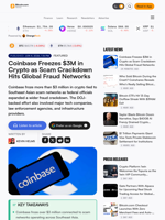 Coinbase Freezes $3M in Crypto as Scam Crackdown Hits Global Fraud Networks