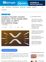 Cardano Founder Charles Hoskinson Turns Heads With Rare Take on XRP’s Competitive Edge ⋆ ZyCrypto