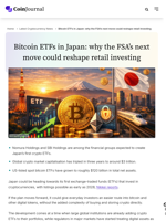 Bitcoin ETFs in Japan: why the FSA’s next move could reshape retail investing - CoinJournal