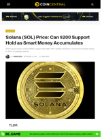 Solana (SOL) Price: Can $200 Support Hold as Smart Money Accumulates - CoinCentral