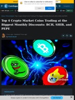Top 4 Crypto Market Coins Trading at the Biggest Monthly Discounts: BCH, SHIB, and PEPE