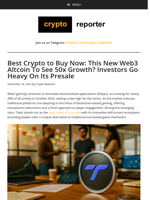 Best Crypto to Buy Now: This New Web3 Altcoin To See 50x Growth? Investors Go Heavy On Its Presale