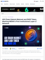 ADI Chain Debuts Mainnet and $ADI Token