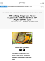 XRP Last Leg: Analyst Uses Fib and Regression Model to Predict When XRP May Hit $27 This Cycle