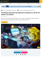 Coinbase Launches Prediction Markets in all 50 US States via Kalshi