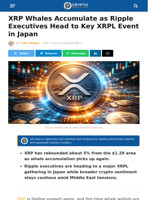 XRP Whales Accumulate as Ripple Executives Head to Key XRPL Event in Japan – Crypto News Flash