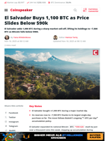 El Salvador Buys 1,100 BTC as Price Slides Below $90k - Coinspeaker